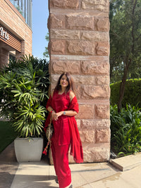 Mahira Red Farshi Suit Set
