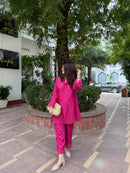 Zeba Rani Pink Viscose Dupion Silk Coord Set