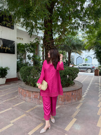 Zeba Rani Pink Viscose Dupion Silk Coord Set