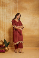 Saba Rust Bloom Tissue Kaftan Set
