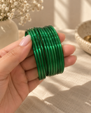 Noori Green Glass Bangle Set - (12 Bangles)