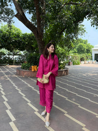 Zeba Rani Pink Viscose Dupion Silk Coord Set