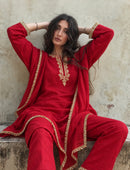 Adaa Red Suit Set with Dupatta