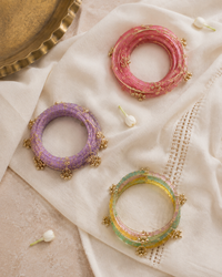 Noori Multicolor Kashmiri Bangle Set (12 Coloured & 4 Gold Bangles)