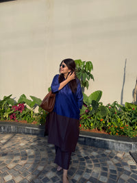 Mehr Royal Blue Cotton Silk Kurta  Set