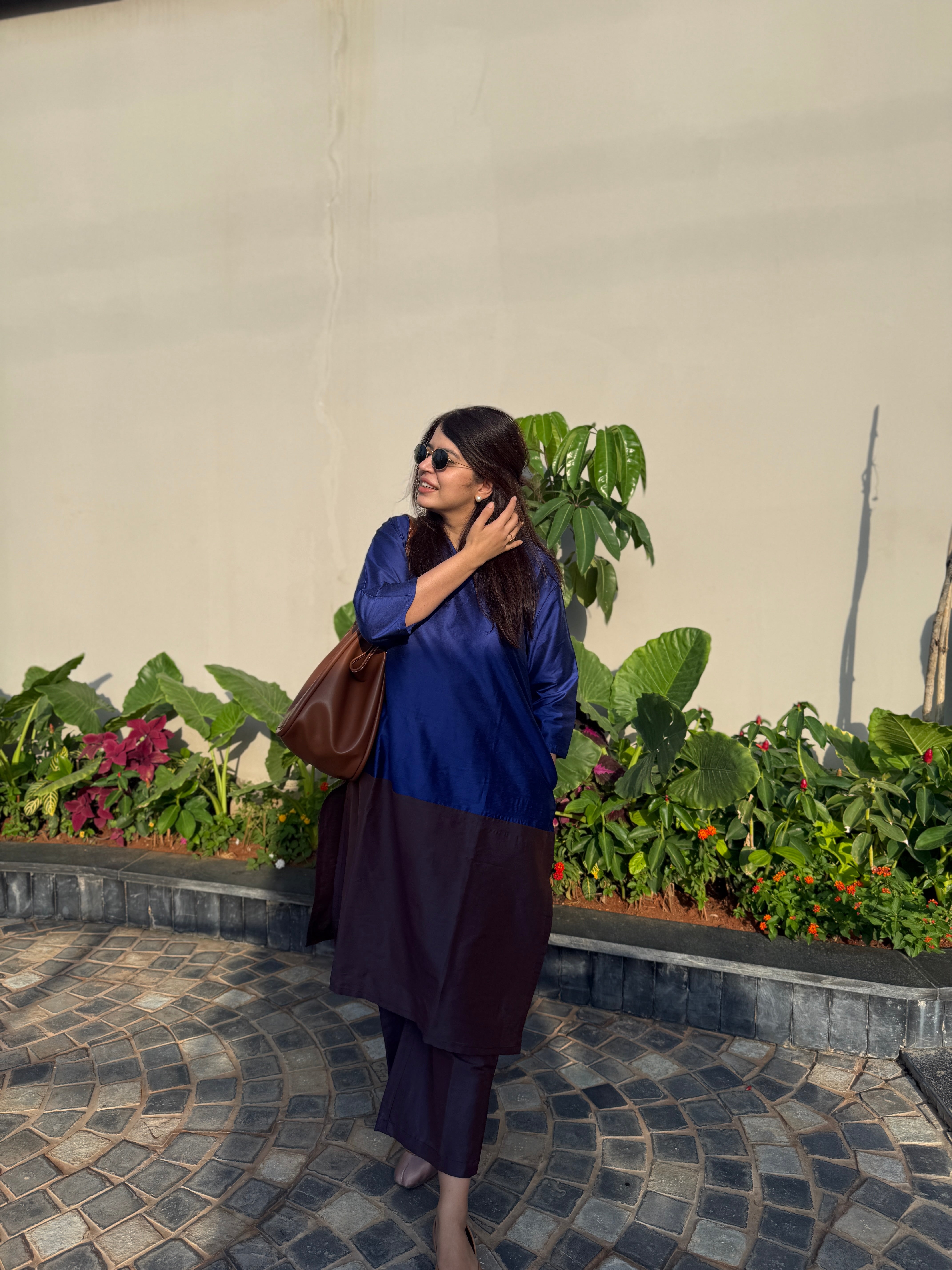 Mehr Royal Blue Cotton Silk Kurta  Set