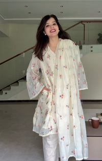 Rida White Floral Embroidered Suit Set