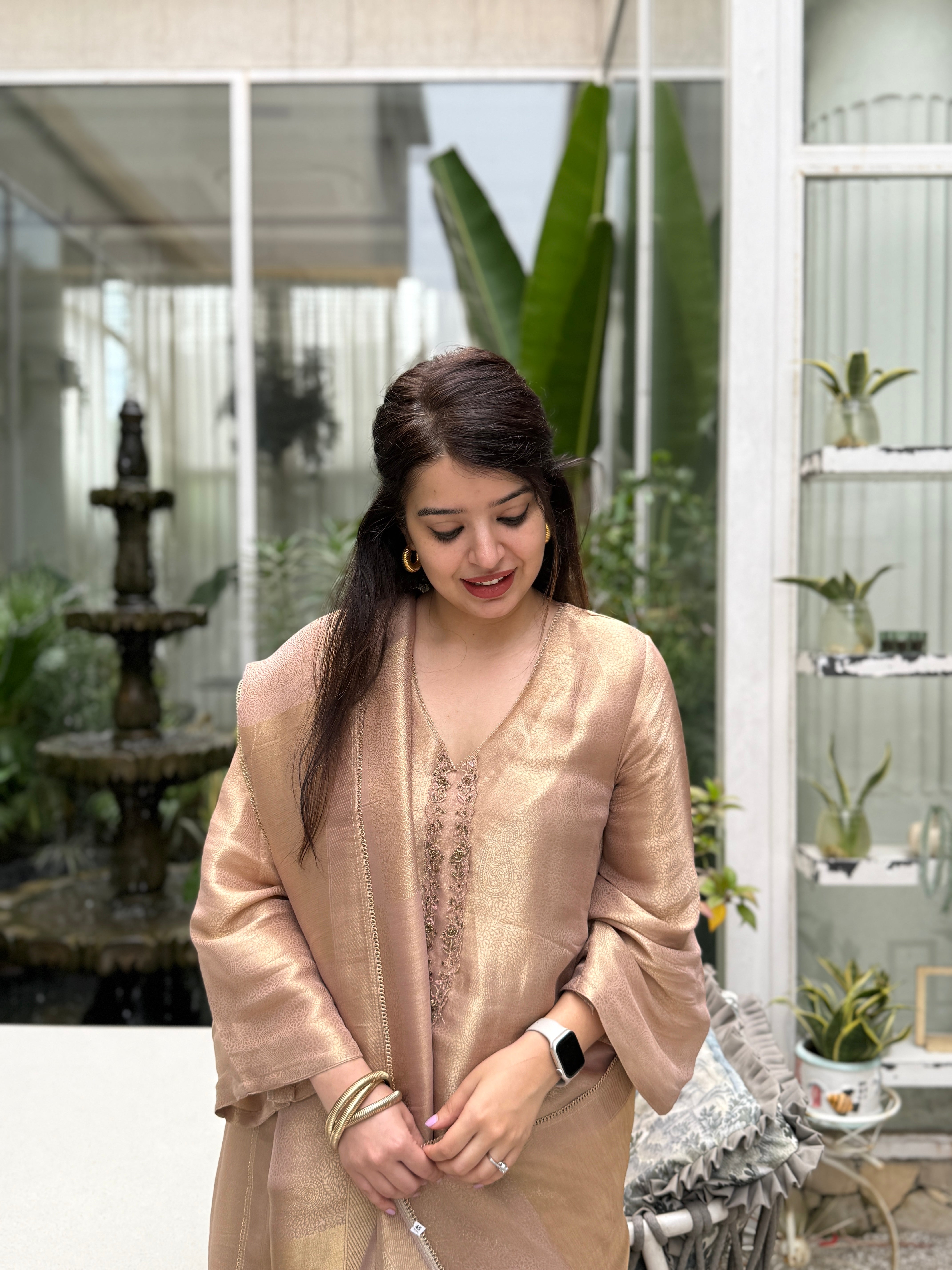 Nargis Blush Tissue Silk Suit Set