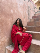Adaa Red Suit Set with Dupatta