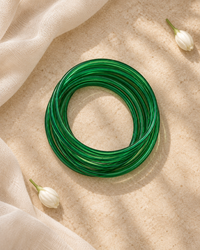 Noori Green Glass Bangle Set - (12 Bangles)