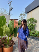 Mehr Royal Blue Cotton Silk Kurta  Set