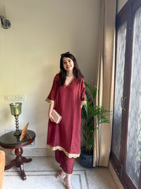 Saba Rust Bloom Tissue Kaftan Set