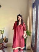 Saba Rust Bloom Tissue Kaftan Set