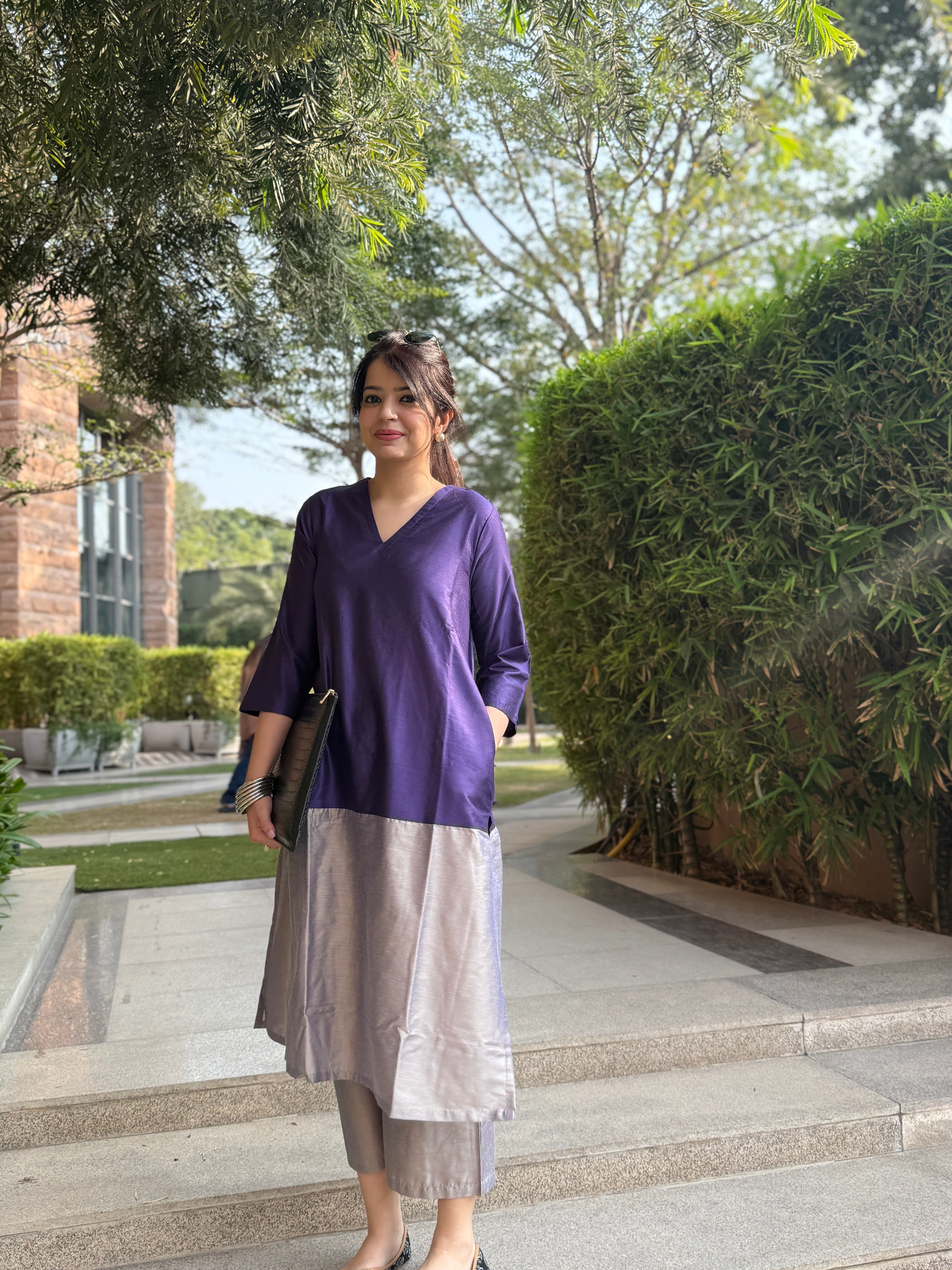 Mehr Plum Grey Co-ord Set