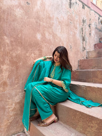 Adaa Turquoise Green Suit Set with Dupatta