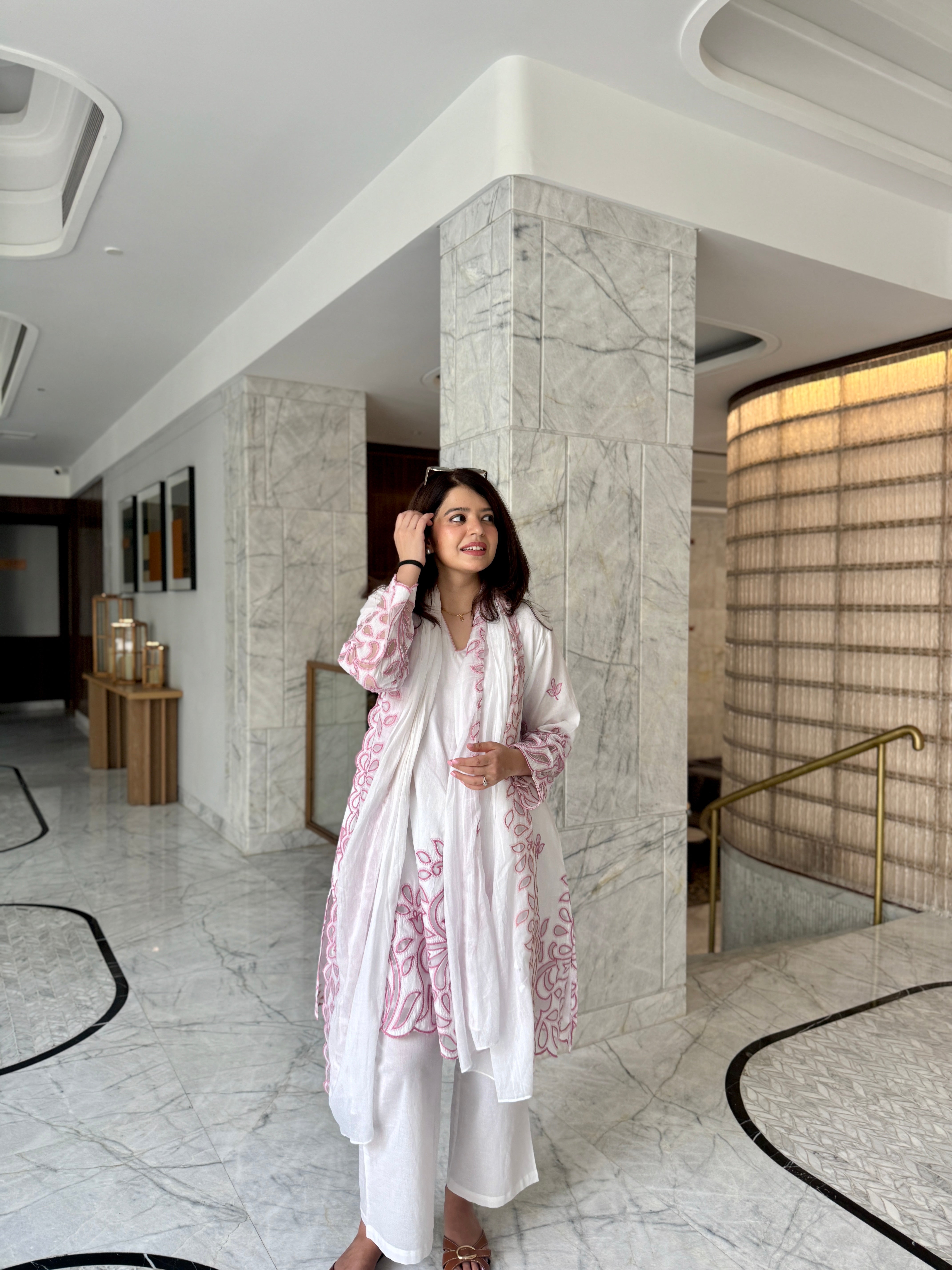 Safa Pink Cotton Suit Set with dupatta