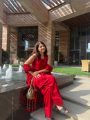 Mahira Red Farshi Suit Set