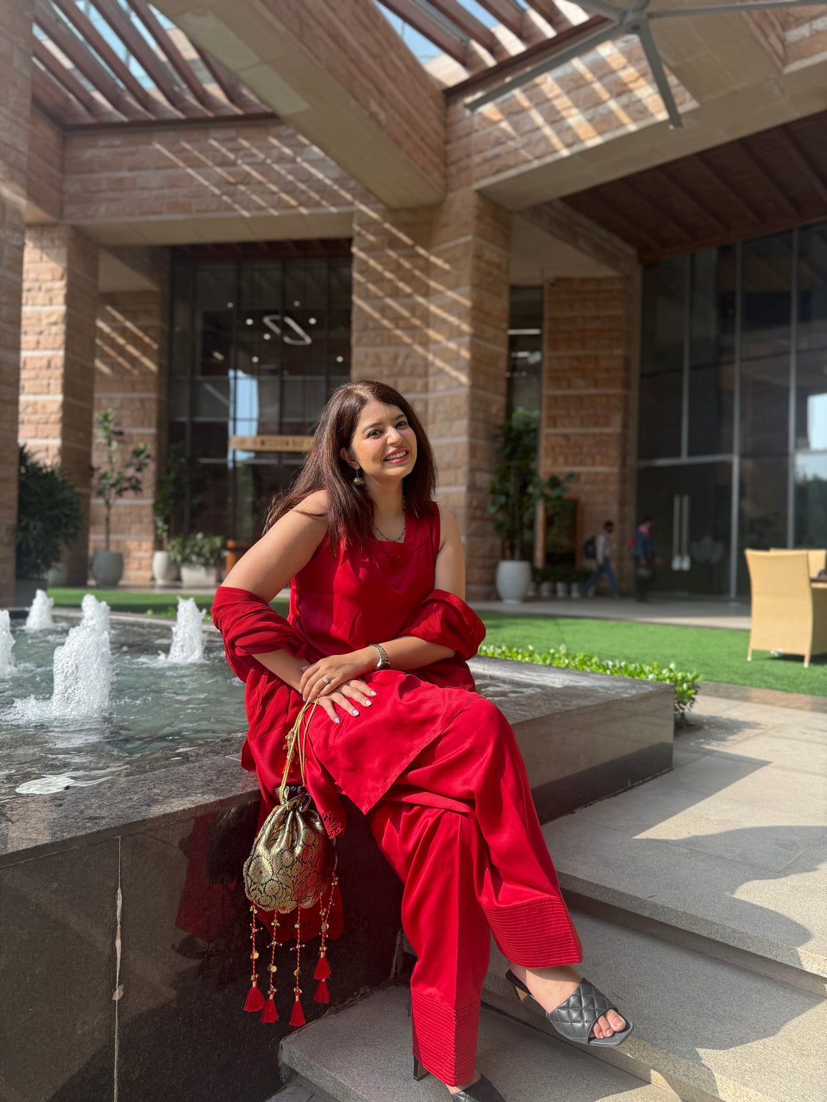 Mahira Red Farshi Suit Set