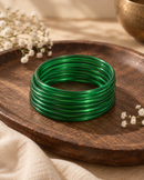 Noori Green Glass Bangle Set - (12 Bangles)
