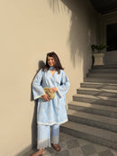 Fiza Blue Cotton Suit Set with dupatta