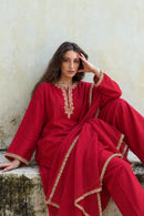 Adaa Red Suit Set with Dupatta