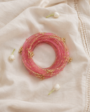 Noori Pink Kashmiri Bangle Set (12 Coloured & 4 Gold Bangles)