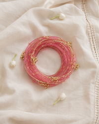 Noori Pink Kashmiri Bangle Set (12 Coloured & 4 Gold Bangles)