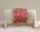 Noori Pink Kashmiri Bangle Set (12 Coloured & 4 Gold Bangles)
