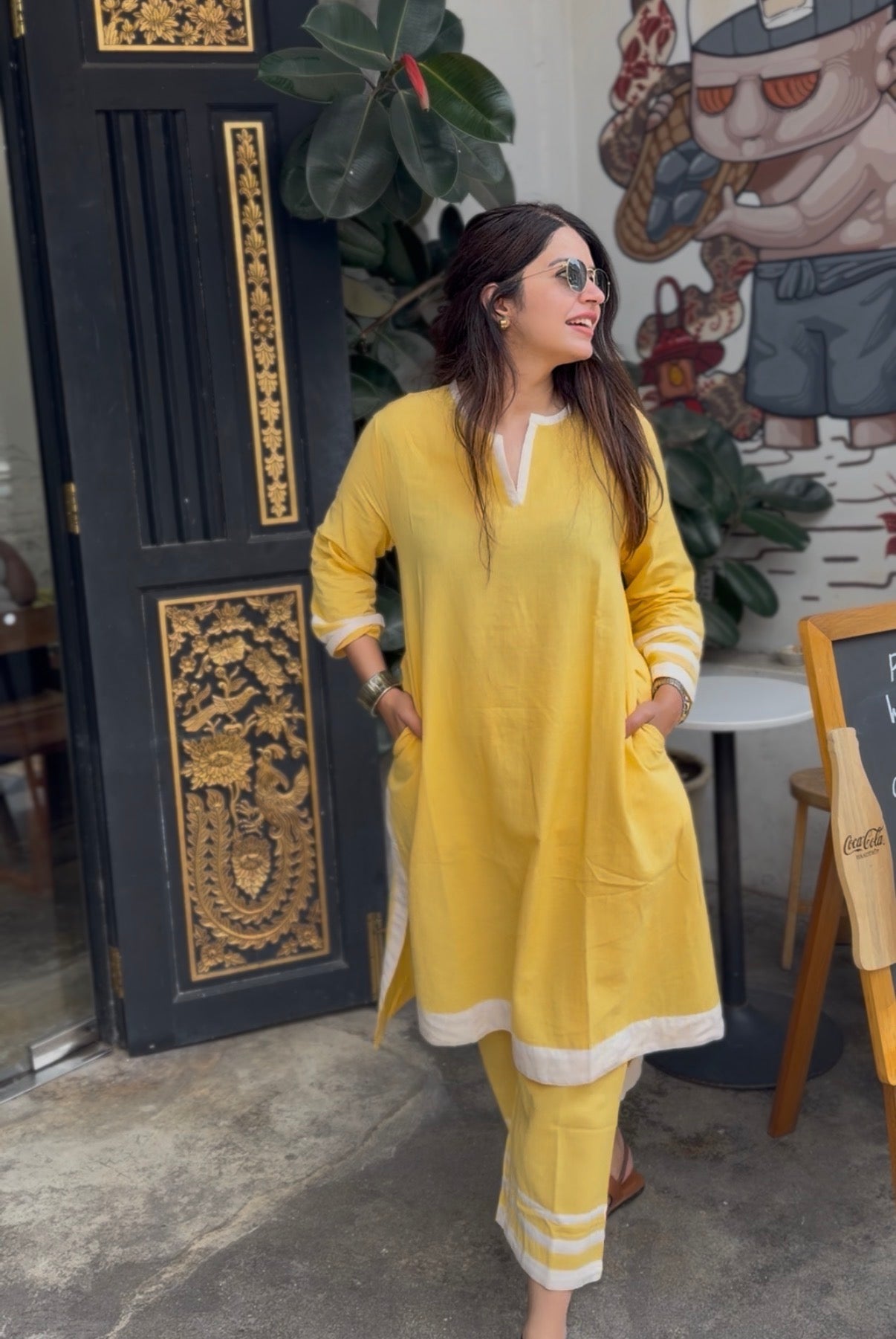 Nazm Yellow Cotton Co-ord Set