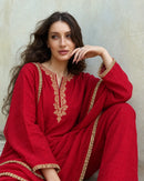Adaa Red Suit Set with Dupatta