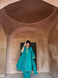 Adaa Turquoise Green Suit Set with Dupatta