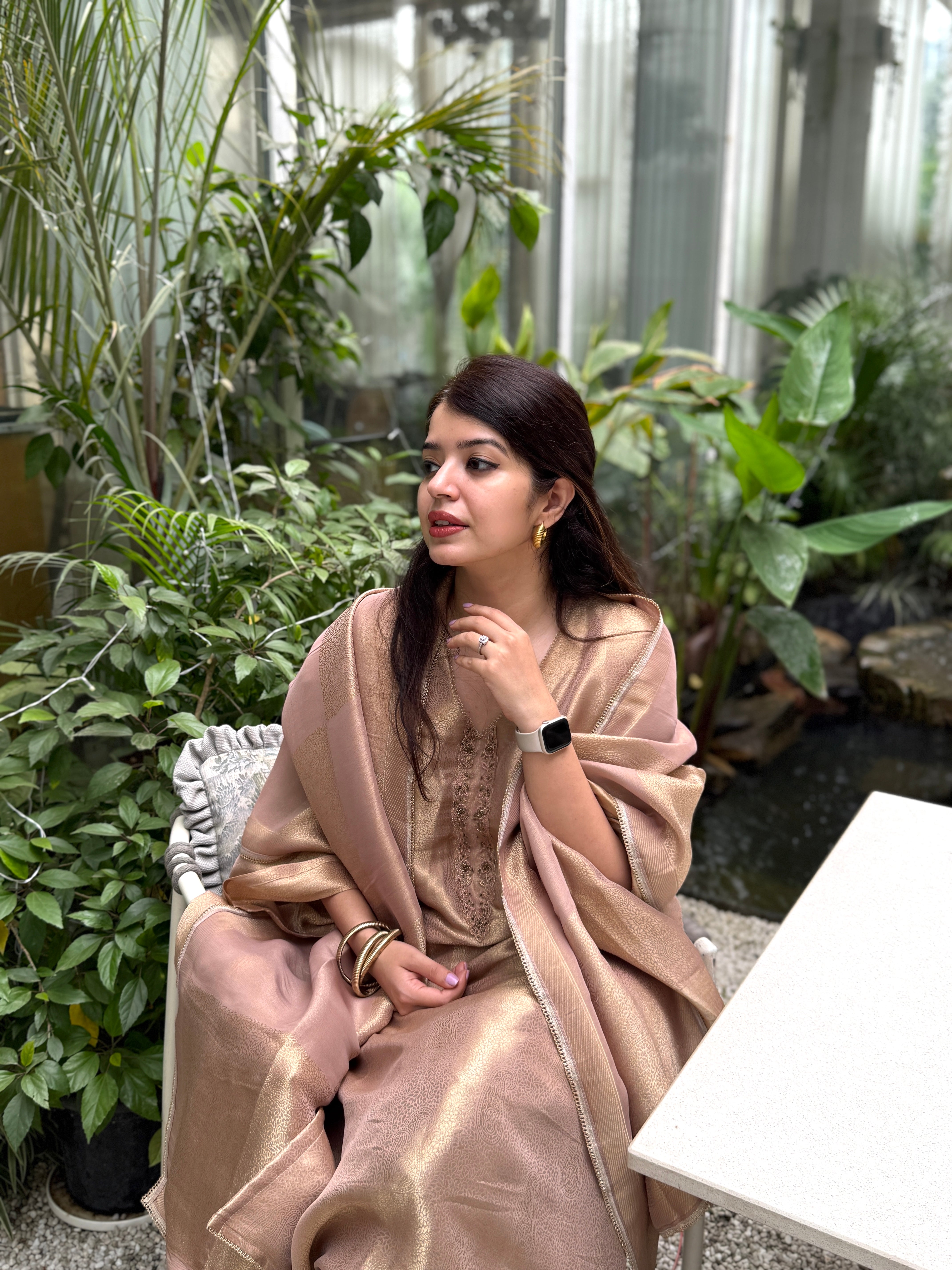 Nargis Blush Tissue Silk Suit Set