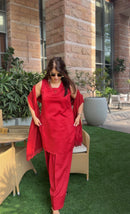 Mahira Red Farshi Suit Set