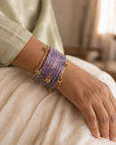 Noori Lavender Kashmiri Bangle Set (12 Coloured & 4 Gold Bangles)