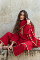 Adaa Red Suit Set with Dupatta