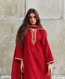 Adaa Red Suit Set with Dupatta