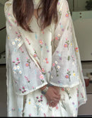 Rida White Floral Embroidered Suit Set