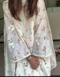 Rida White Floral Embroidered Suit Set