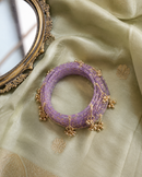 Noori Lavender Kashmiri Bangle Set (12 Coloured & 4 Gold Bangles)