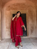 Adaa Red Suit Set with Dupatta