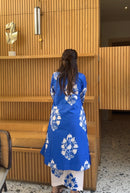 Hania Blue Floral Cotton Kurta Set