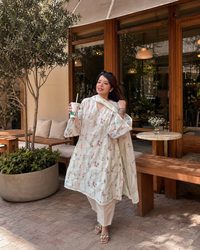 Rida White Floral Embroidered Suit Set