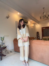 Zoya Champagne Gold Embroidered Coord Set