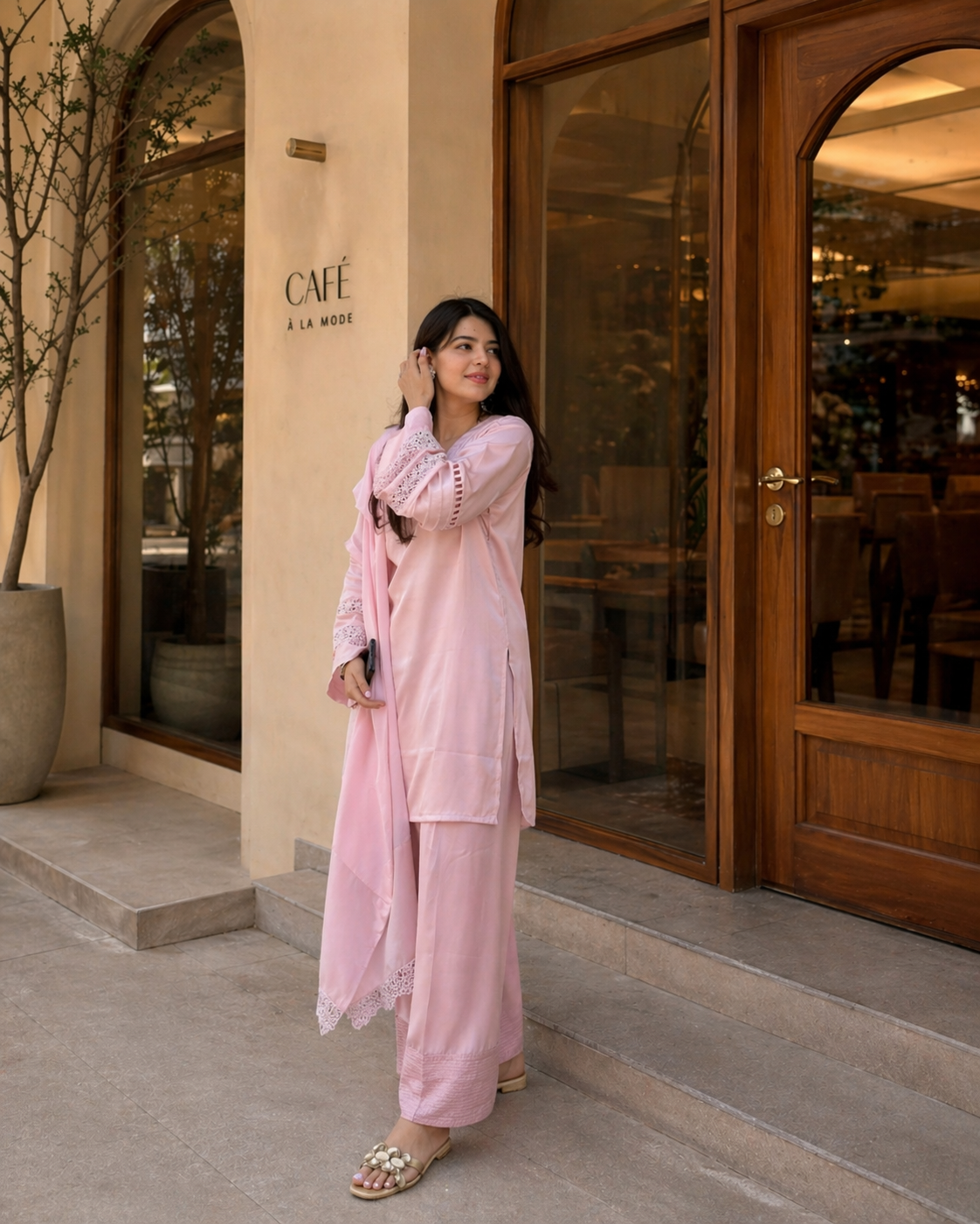 Mahira Rose Pink Farshi Suit Set