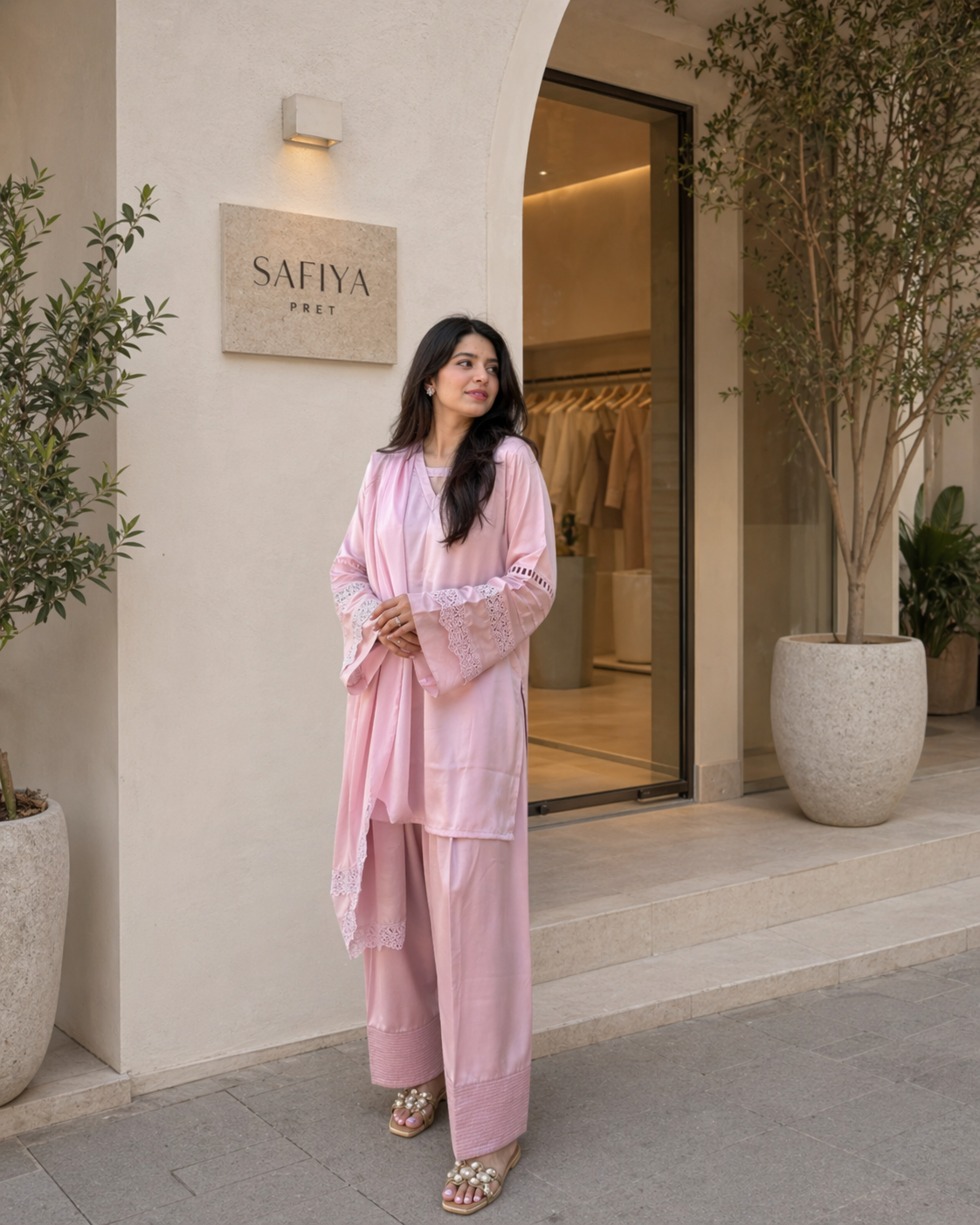 Mahira Rose Pink Farshi Suit Set