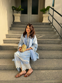 Fiza Blue Cotton Suit Set with dupatta