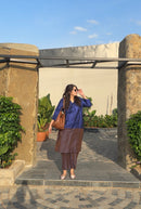 Mehr Royal Blue Cotton Silk Kurta  Set