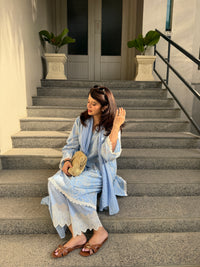 Fiza Blue Cotton Suit Set with dupatta