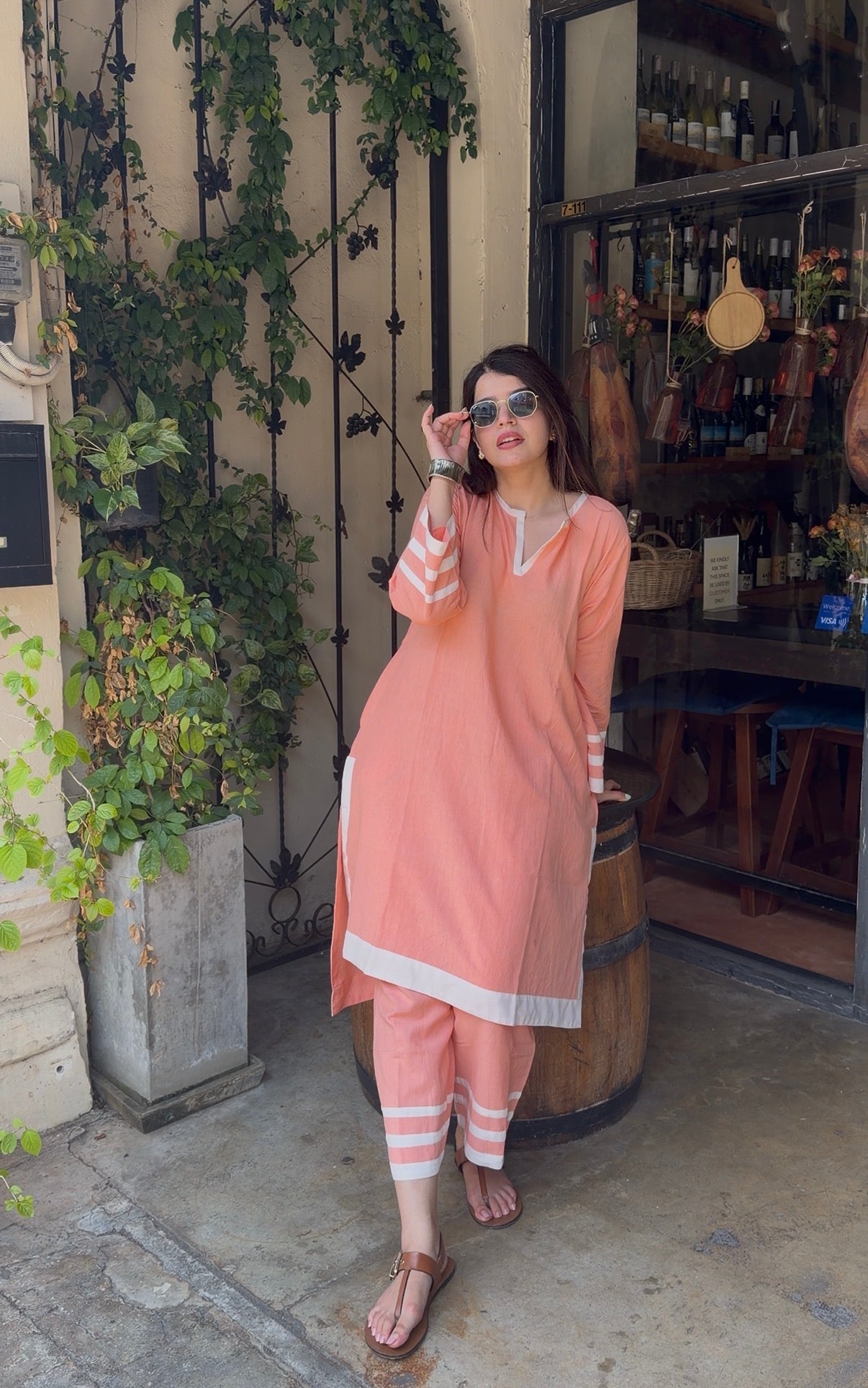 Nazm Peachy Cotton Co-ord Set