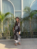 Hania Black Floral Cotton Kurta Set
